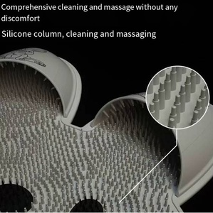 MD-R992 Grey Rabbit-Shaped Silicone Foot Scrubber 14"x12" Non-Slip Shower Floor Matt Effective Suction Cups <b>Tool</b> <b>Exfoliating</b> - Product Image 4