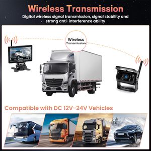 <span class=keywords><strong>Monitor</strong></span> de sistema de cámara de respaldo de camión dual inalámbrico profesional de 7 pulgadas, visión nocturna impermeable, vista delantera y trasera para camiones, vehículos recreativos y furgonetas - Product Image 2