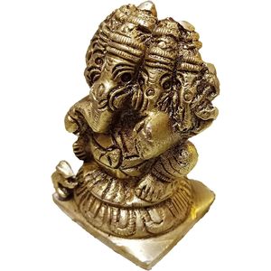 PARIJAT HANDICRAFT 5-Face Lord Ganesha Idol Panchmukhi Brass God of Success Destroyer of Evil Art Deco Design para uso de oficina - Product Image 2
