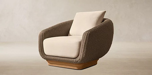 Conjunto de sofás contemporáneos de ratán para exteriores con cojines impermeables para uso en jardín o patio. - Product Image 2