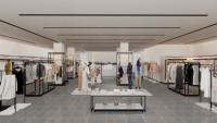 Présentoir de vêtements double face sur pied pour magasin, support de suspension personnalisé pour vêtements