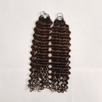 Extensions de cheveux humains au crochet avec plumes, colorées # Extensions de cheveux bouclés Pixie Burmese Deep Wave 4, couleur piano, invisibles pour tressage
