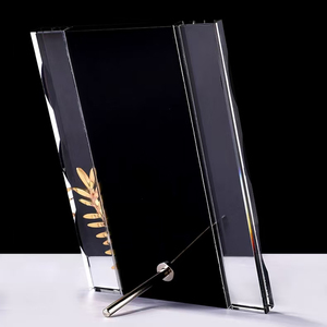 थोक कस्टम ब्लैक एंड ब्लू क्रिस्टल ग्लास फ्रेम पुरस्कार व्यक्तिगत व्यवसाय प्रमाण पत्र पदक प्रमाण पत्र ग्लास ट्रॉफी डिजाइन - Product Image 4