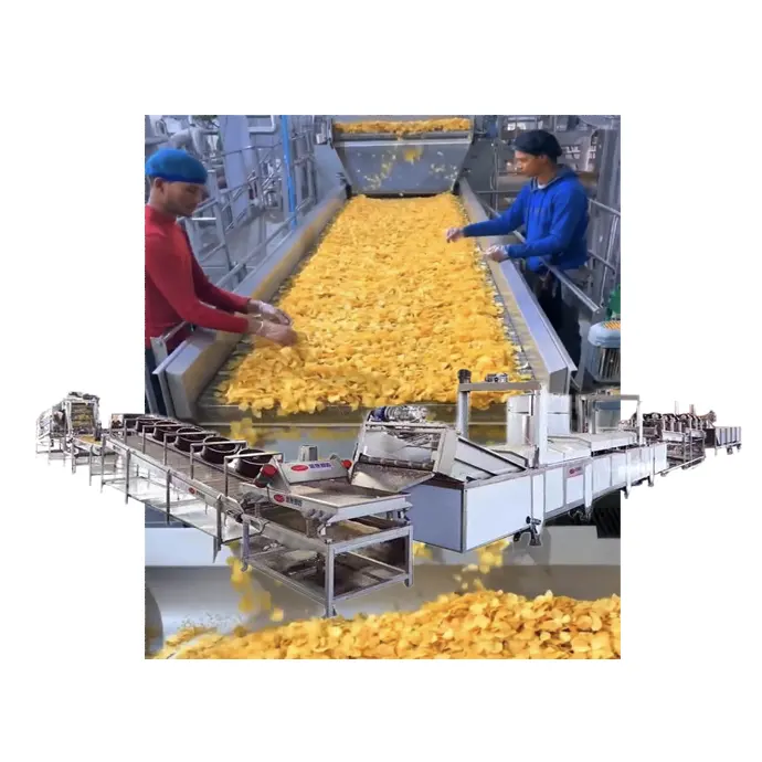 2024 Máquina automática popular de fritar batatas fritas, linha de produção industrial totalmente automática de batatas fritas congeladas