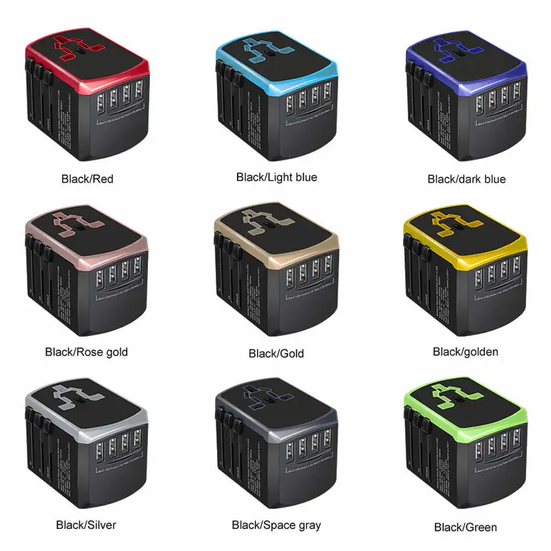 Universal Travel Adapter One International Wall Charger ACプラグアダプター、2.4Aスマート電源およびUSBType-C for USA EU UK