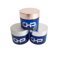 Pot en plastique PETG transparent bleu de 50 g avec couvercle à vis en aluminium, logo personnalisé, pot vide pour masque facial et crème pour les yeux