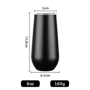 Fábrica 6oz Isolados Stemless Wine Tumbler 12oz Champagne Tumbler Copos Aço Inoxidável Flauta Tumbler com Tampas - Product Image 3