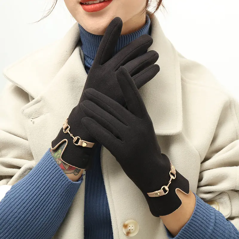Mode Wanten Vrouwen Winter Vintage Touchscreen Rijden Houden Warme Winddichte Handschoenen Dame Handschoen