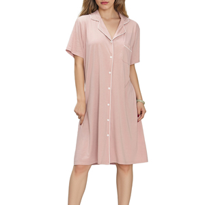 Camicie <span class=keywords><strong>da</strong></span> <span class=keywords><strong>Notte</strong></span> a Maniche Corte per Donne, Pigiama con Bottoni, Abito <span class=keywords><strong>da</strong></span> <span class=keywords><strong>Notte</strong></span> in <span class=keywords><strong>Viscosa</strong></span> di Bambù - Product Image 1