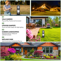 Pédestal d'alimentation extérieur en acier inoxydable 304, colonne de prise de cour IP66 avec éclairage de cour pour villa, camping-car et marina