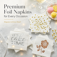 Serviettes personnalisées imprimées à l'or et à l'argent métallisé, serviettes en papier de luxe haut de gamme pour sublimer les tables de mariage et de fête