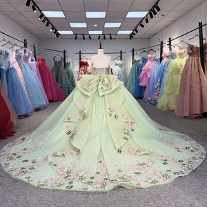 Robe de Quinceañera Jancember 6894 de luxe vert menthe, robe de bal florale, robe de mariée vert <span class=keywords><strong>sauge</strong></span>, robe scintillante pour fête d'anniversaire de 16 ans, banquet - Product Image 4