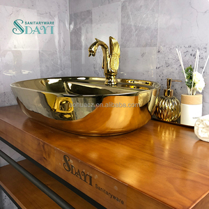 Sdayi hiện đại vàng Countertop gốm phòng tắm bồn rửa độc đáo lưu vực cho Vanity thiết bị vệ sinh trên bán - Product Image 3