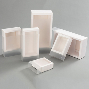 White Cardboard Drawer Box with Clear Lid Custom Paper Box Paper Material for Socks Cosmetics Cookies Cake Customized Paperboard
