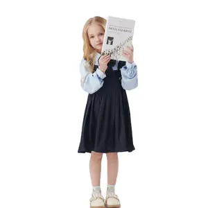 キッズウェア卸売プレッピースタイルプリーツスカートシャツドレス幼児女の子服セット