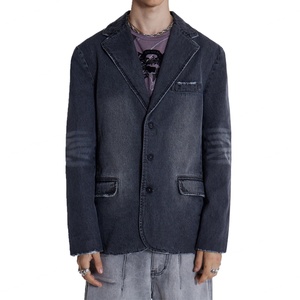 Chaqueta vaquera para hombre, estilo blazer, negra, desgastada, de corte oversize, con forro, personalizada - Product Image 6