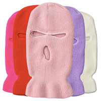 Pasamontañas Unisex de Venta Caliente, Estilo de Cobertura Completa, Gorro de Esquí con 3 Orificios, Gorro de Invierno al por Mayor, Gorro de Punto Acanalado Cortavientos, Gorro Cálido