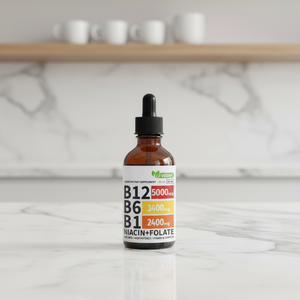 Gotas Líquidas de <span class=keywords><strong>Complejo</strong></span> de Vitamina <span class=keywords><strong>B</strong></span> 60ml con B12 5000mcg, B6 3400mcg, B1 2400mcg, Niacina, Folato, 100% Vegano, Sin GMO, Sin Alcohol - Product Image 4