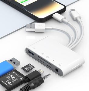 Adaptateur <span class=keywords><strong>USB</strong></span> Type <span class=keywords><strong>C</strong></span> OTG <span class=keywords><strong>USB</strong></span> 2.0 SD/TF Prise audio 3,5 mm Transfert de données pour smartphone Lecteur de carte <span class=keywords><strong>USB</strong></span> Hub en stock - Product Image 1