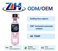 Kamera Digital Gimbal Genggam 4K ODM OEM 330 °   Kamera Saku dengan Rotasi Otomatis 75MP, Layar Sentuh 1,72 inci, dan Pengenalan Wajah