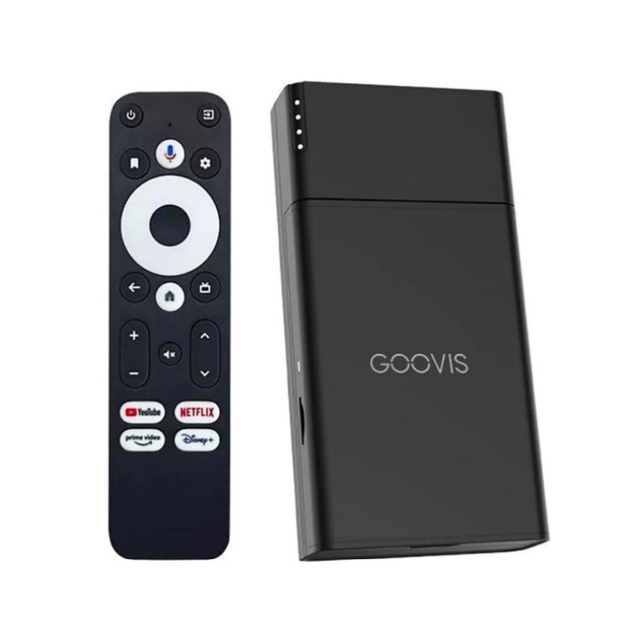 GOOVIS D4H1 Portable Stream Media Player  Google-Certified Android TV Box with 8000mAh Power Bank Base, Watch Movies, Live TV
