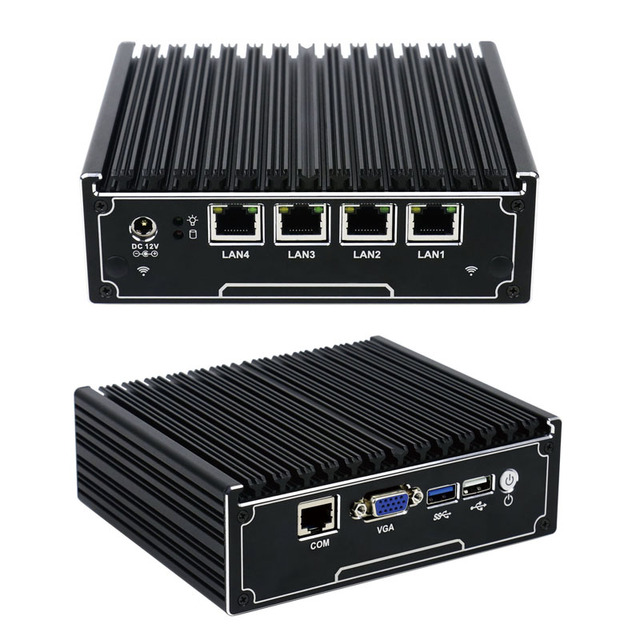 MINI Embedded BOX PC Intel Celeron J1900 CPU Rj45 COM / 4 Lan Port Small Pcfanless Mini Pc 12v X86 Industrial Linux