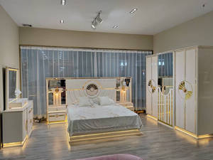 2025 Mobilier de Chambre Royal de Luxe Taille King avec Miroirs, Ensembles Classiques de Chambre à Coucher avec Miroirs - Product Image 3