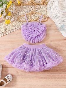Nouvelle jupe tutu élégante 2025 pour filles, avec <span class=keywords><strong>gilet</strong></span> dos nu 3D et jupe tutu moelleuse superposée, polyvalente en nylon polyamide pour filles - Product Image 3