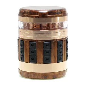 Powerful Magnetic Printed Wood grain custom herb grinder New Colors 4 layer wholesale herb grinder custom metal herb grinder