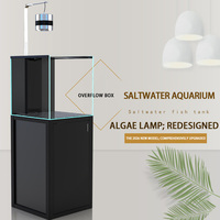 Aquarium domestique moderne de luxe intelligent et créatif pour poissons d'eau salée, coraux ultra-blancs et poissons-clown, en verre, avec débordement dorsal