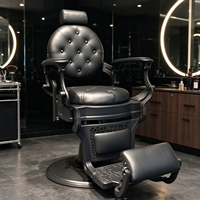 Fauteuil de Barbier Hydraulique avec Repose-Pieds Réglable en Cuir PU, Base Pivotante Robuste, Inclinable et Rembourré pour Équipement de Salon et Spa