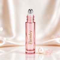 Flacon à bille en verre vide pour huile essentielle, rose élégant, mini 5ml 10ml, avec logo personnalisé et couvercle or rose