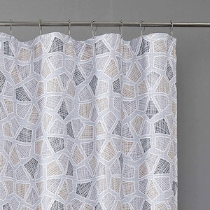 Cortina de ducha de baño texturizada con líneas de tela de poliéster de diseño personalizado con estampado de lujo OWENIE - Product Image 3