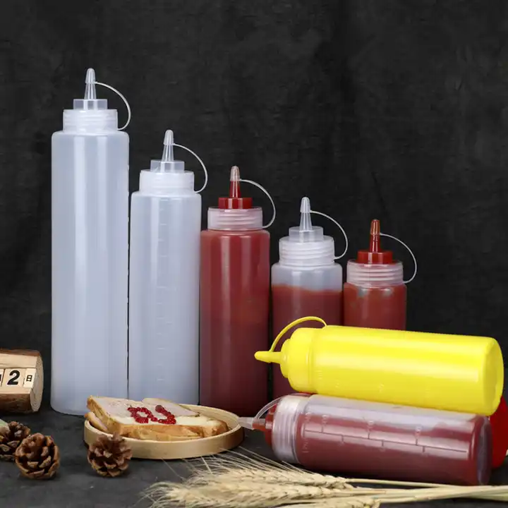 Bouteille de Sauce à presser en plastique Transparent avec couvercles pour  la vinaigrette Ketchup, bouteille Flexible étanche, corps de grande  capacité B88 - AliExpress