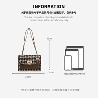 Sac à bandoulière pour femme tendance, sac à rabat en tweed pied-de-poule avec chaîne, collection Printemps/Été 2026