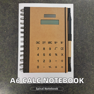 Su misura A6 tascabile rilegata a spirale <span class=keywords><strong>Notebook</strong></span> multifunzione calcolatrice elettronica carta penna copertina stampata promozione offerta - Product Image 2