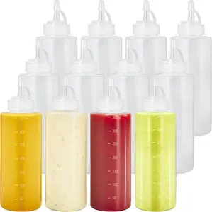 Custom Red Yellow Transparent Color Portable Durable Squirt Bottle Squeeze Sauce Bottle