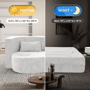 โซฟาเบดกำมะหยี่แบบปรับเปลี่ยนได้ รุ่นโมเดิร์น 2-in-1 พับได้ พร้อมหมอน 2 ใบ ฟองน้ำความหนาแน่นสูง ไม่ต้องประกอบ เหมาะสำหรับห้องนั่งเล่น - Product Image 4