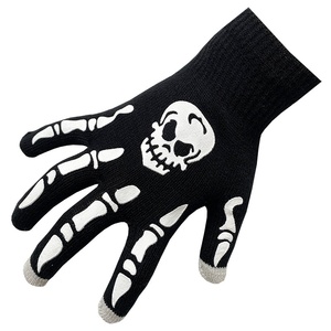 Guantes de garra de calavera que brillan en la oscuridad de Jacquard americano europeo para uso diario deportivo para guantes brillantes transfronterizos de Amazon para - Product Image 5