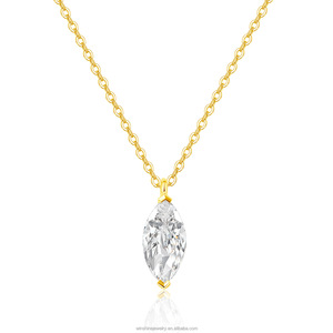 จี้เพชรโมอิสซาไนต์ทรงมาร์คีส์ 0.8 กะรัต ทองคำแท้ 18K AU750  แบบสั่งทำพิเศษ สีเหลือง/ขาว/โรสโกลด์ - Product Image 4