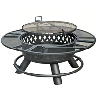 Table de brasero extérieur moderne en acier au carbone avec barbecue rotatif manuel et pique à charbon inclus