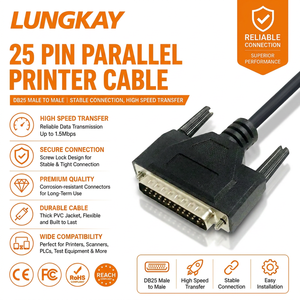LUNGKAY 25Pin D-Sub DB25 Male VGA <b>Cable</b> PVC Jacket Serial/Parallel Printer <b>Cable</b> Braid Shielding Industrial Grade for Computer - Product Image 1
