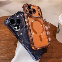 Nouvelle coque de téléphone magnétique transparente électro-plaquée pour iPhone 11 12promax 13 14 15 16plus 17Air Protection des quatre coins