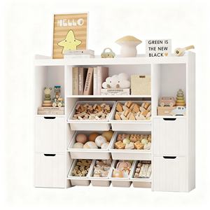 Étagère de rangement <span class=keywords><strong>pour</strong></span> jouets d'enfants en <span class=keywords><strong>bois</strong></span> MDF, bibliothèque combinée avec des bacs amovibles, étagères ouvertes, à monter soi-même - Product Image 4