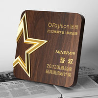 Médaille Pentagramme à Cinq Branches Gravée en Bois Massif Sur Mesure pour Plaques de Coopération Commerciale et de Franchise