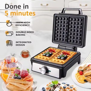 Machine à gaufres 2 tranches, température réglable, machine à petit-déjeuner électrique, machine à gaufres belges, machine à gaufres antiadhésive pour gâteaux aux œufs - Product Image 3