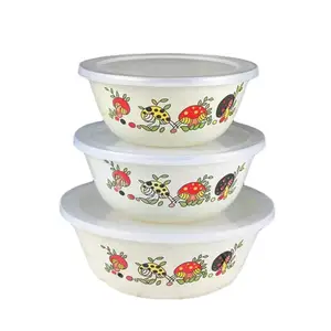 2024 Hot sell 16/18/20 cm classic thickened Large metal mixing Instant noodle bowl enamel bowls with lids