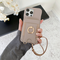 Funda Multifuncional de Cuero para Teléfono Móvil con Ranuras para Tarjetas, Soporte y Correa para iPhone 15 16 17 Pro Max y Samsung