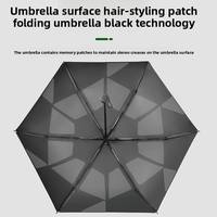 Parapluie pliant manuel ultra-léger à quatre sections avec patch thermosoudé, 6 baleines, protection solaire UPF 50+, cadeau d'affaires