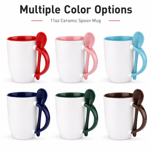 Gobelet à boisson en céramique moderne avec cuillère assortie, qualité alimentaire, en stock, tasse à thé pour le thé de l'après-midi, mariage, fête de rentrée scolaire, cadeau - Product Image 3